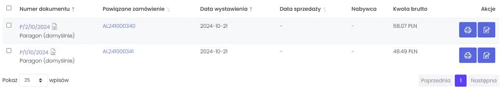 Apilo drukowanie paragonów